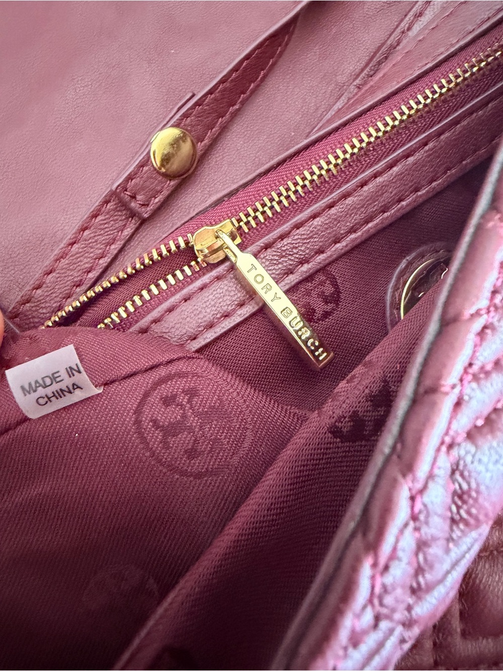 Tory Burch Marion Quilted Leather Flap Shoulder Bag Clutch Burgundy Plum - Picture 5 of 8